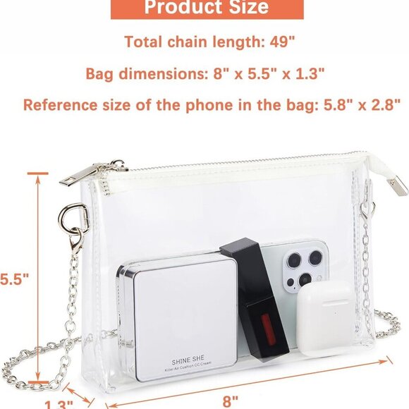 Clear PVC Small Crossbody Bag Stadium Approved Compact for Events - Picture 3 of 6